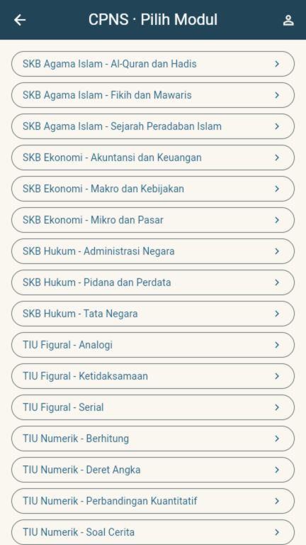 Daftar modul latihan CPNS seperti TIU, SKB, dan materi lainnya
